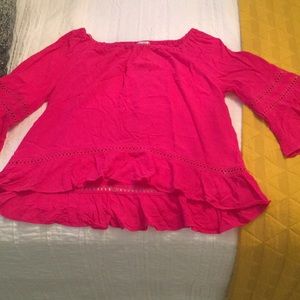 Bright Pink Off the Shoulder Top